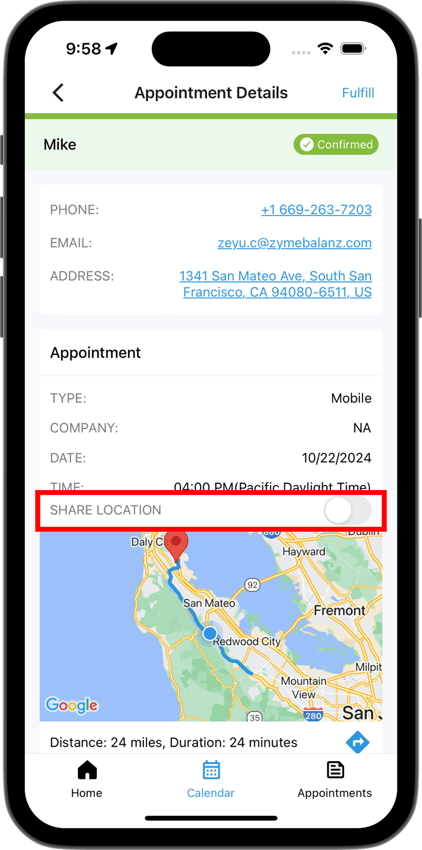 Detail (Mobile + map)